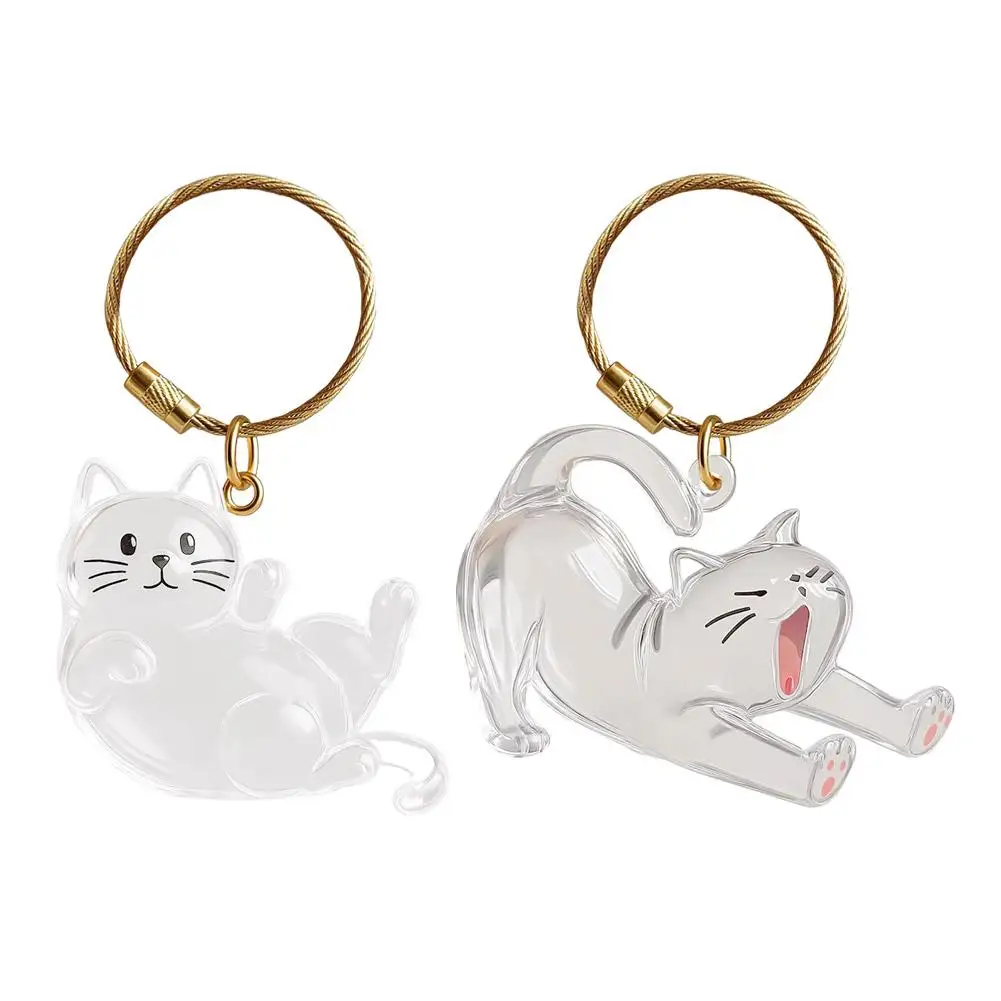 Cat Hair Storage Box Cat Accessories Cute Cat Supplies Clear Cat Fur Keychain Pet Gifts Cat Memorial Gifts Keychains