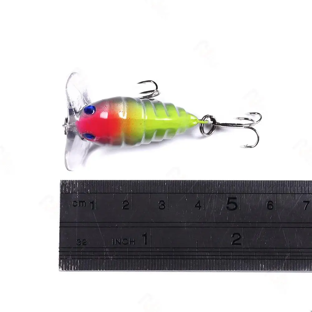 1PCS New Bionic Insect Popper Fishing Lures 4cm 4.4g Simulation Cicada Wing  Topwater Wobbler Artificial Hard Bait Crankbait Tool