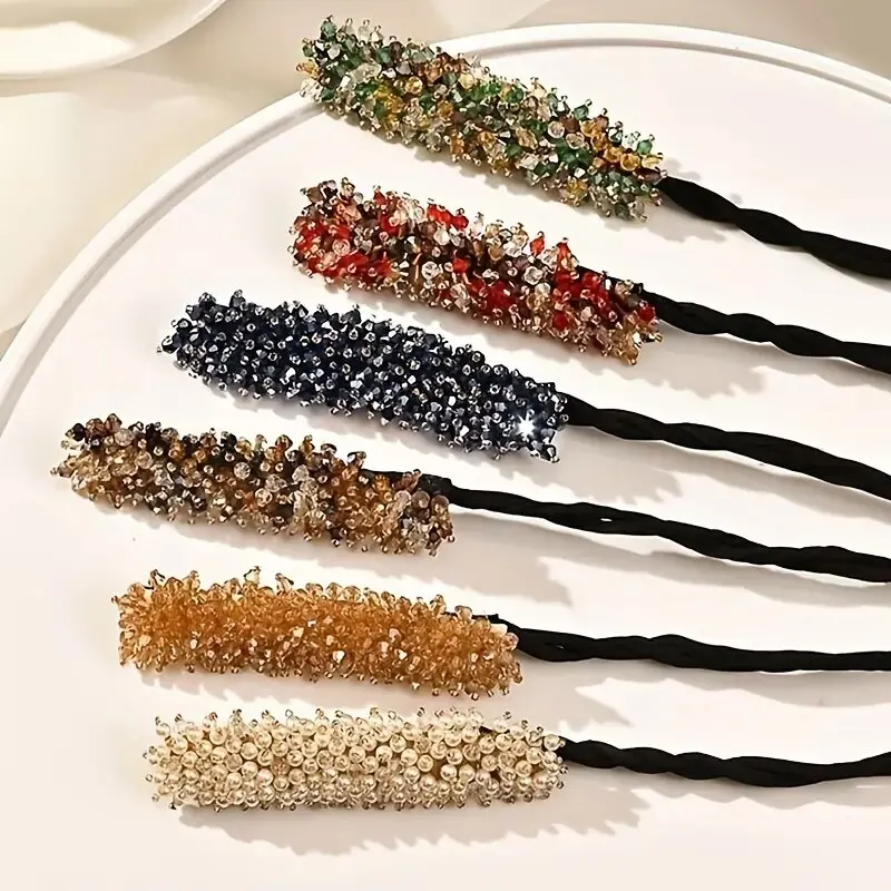 Crystal Hair Curler Women's Simple Braided Hair Headwear Design Styling Tools Versatile Fluffy Flower Bud Head Accessory