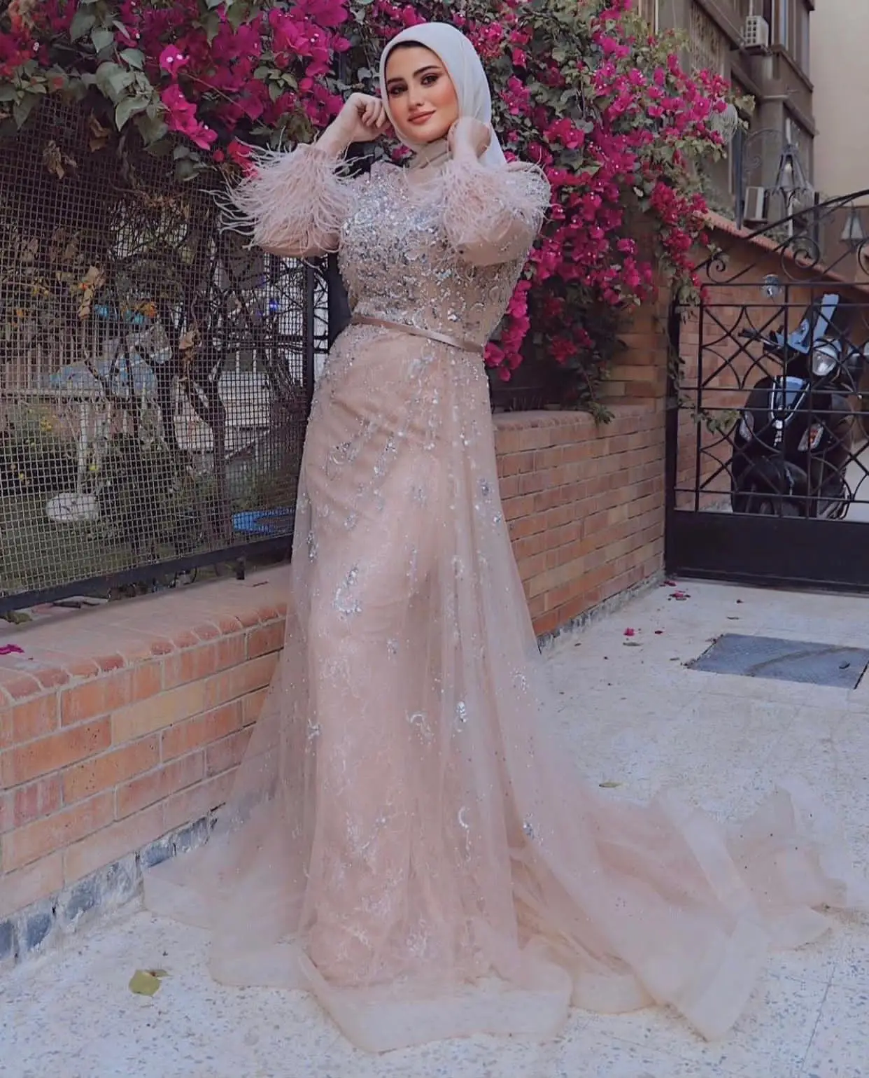 open lace back dress Luxury Silver Nude Evening Dresses with Cape Sleeves Champagne Women Wedding  Party Dress  Jill Wish