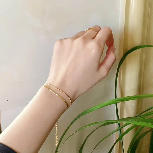 Pulsera de cadena de hoja de doble capa exagerada para mujer, joyería chapada en oro, acero de titanio, accesorios de joyería, nueva moda - Image 2