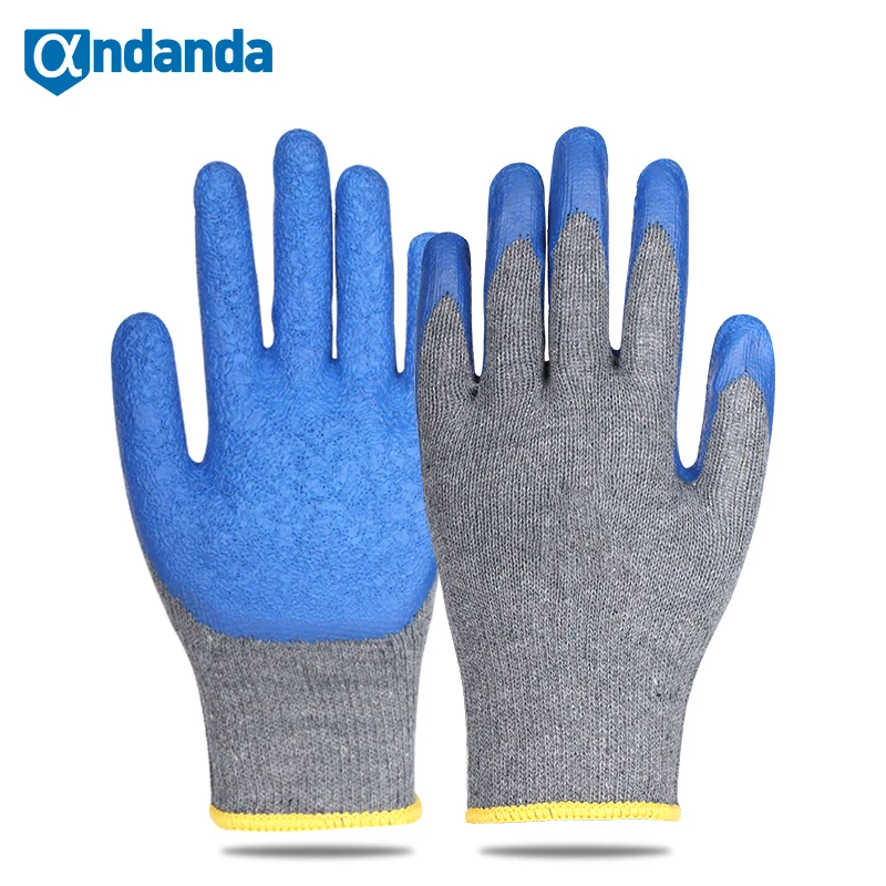 Andanda 5pairs Work Gloves Roving Palm Dipped Latex Gloves for Mechanical Repairing Gardening Security Protection Safety Glove