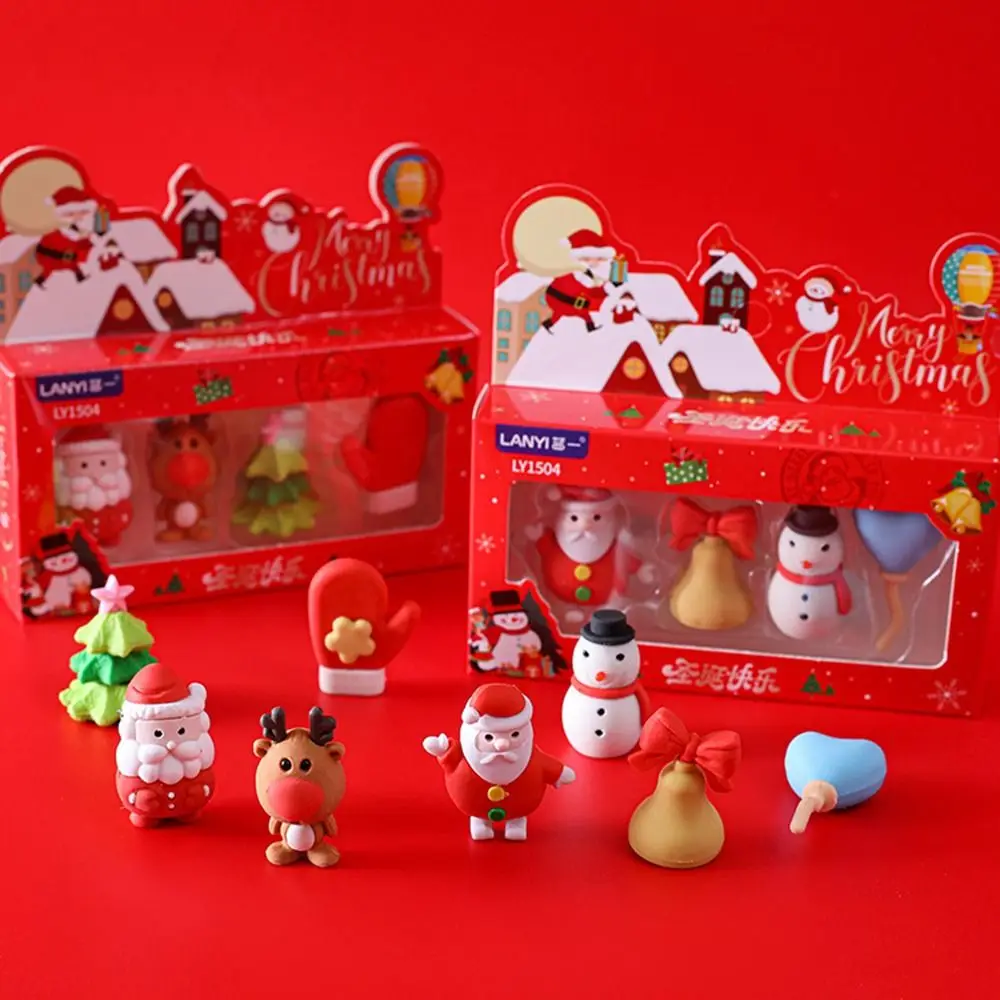 School Supplies Santa Christmas Eraser Elk Cartoon Christmas Stationery ...