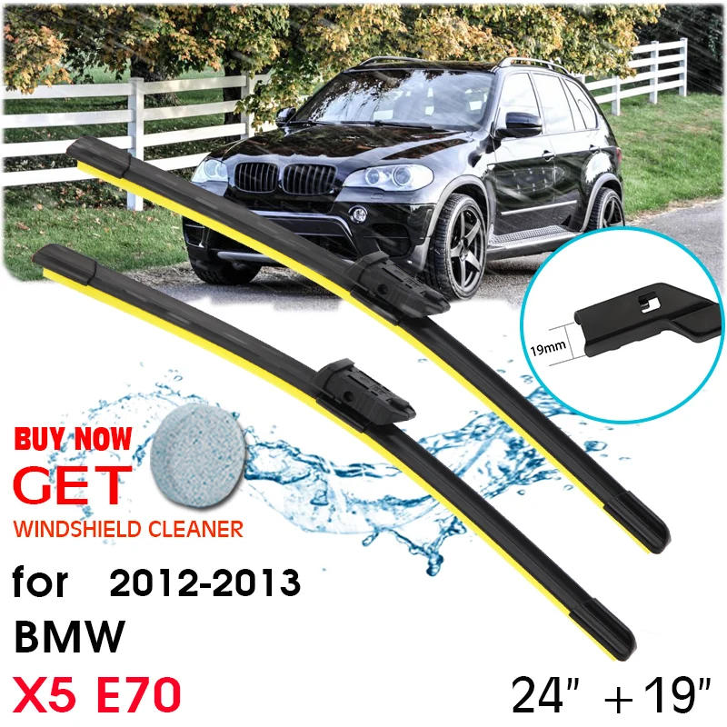 Car Wiper Blade Front Window Windshield Rubber Silicon Refill Wiper For Bmw X5 E70 2012-2013 Lhd/Rhd 24"+19" Car Accessories