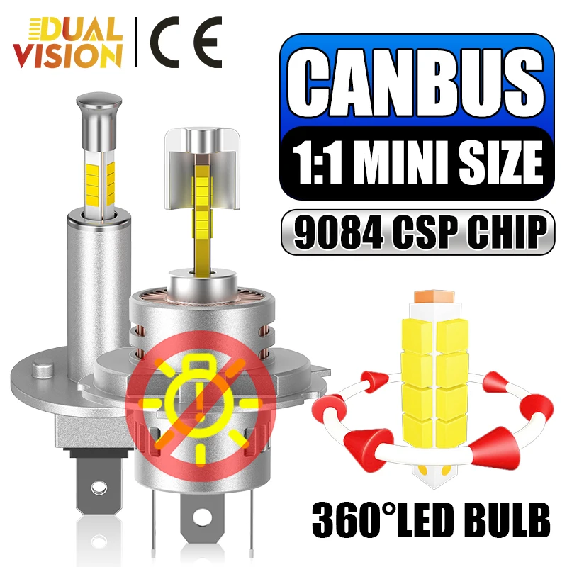 H1 H7 LED 캔버스 자동차 헤드라이트 전구 6000K 백색 DRL 자동차 팬 안개등 360 3D CSP 칩 1:1 미니 LED 라이트 플러그앤플레이