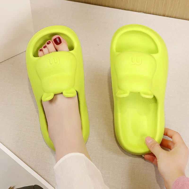 Cartoon Bear Shape Slipper Women Solid Color Beach Home Couple Fashion Platform Comfortable Men Slipper Bathroom Shoes Anti-slip