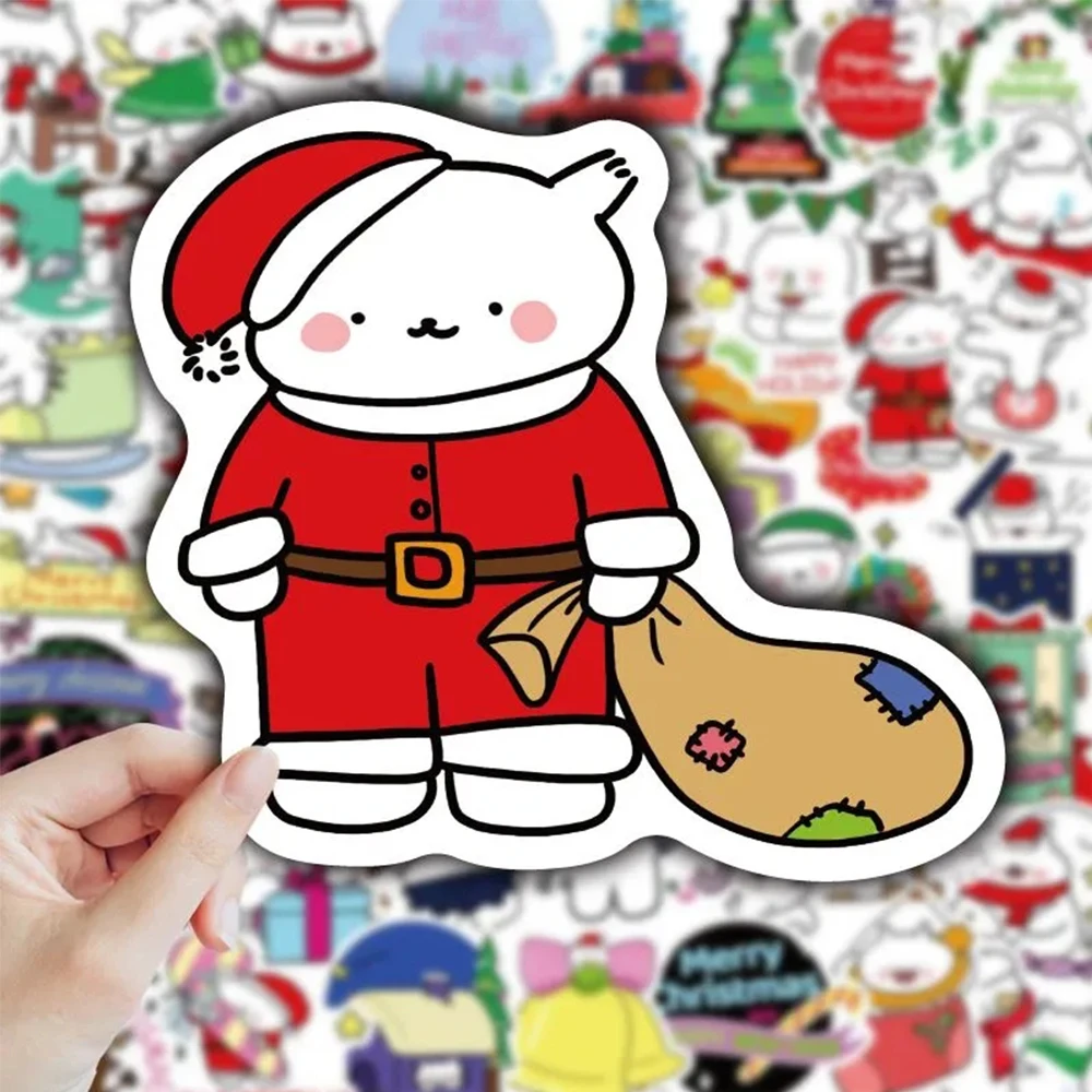 10/30/50pcs Merry Christmas Cartoon Stickers Aesthetic DIY Windows Scrapbooking Santa Snowman Decor Decal Cute Sticker Kids Gift fuyoohi caution i kiss better then i cook car sticker creativite windows decal scratchproof sunscreen decor