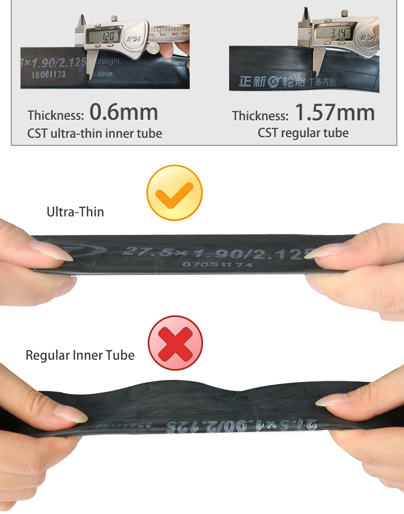 Description Picture 5 of item2PCS CST Bike Ultra-Light Inner Tube 26/27.5/29/700c For MTB Road Bike Tyre Butyl Rubber Competition Grade Bicycle Interior Tire