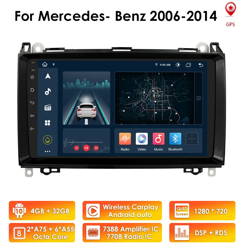 

Android 2G 32G 2din Car multimedia Player Nav GPS radio for Mercedes Benz B200 A B Class W169 W245 Viano Vito W639 Sprinter W906