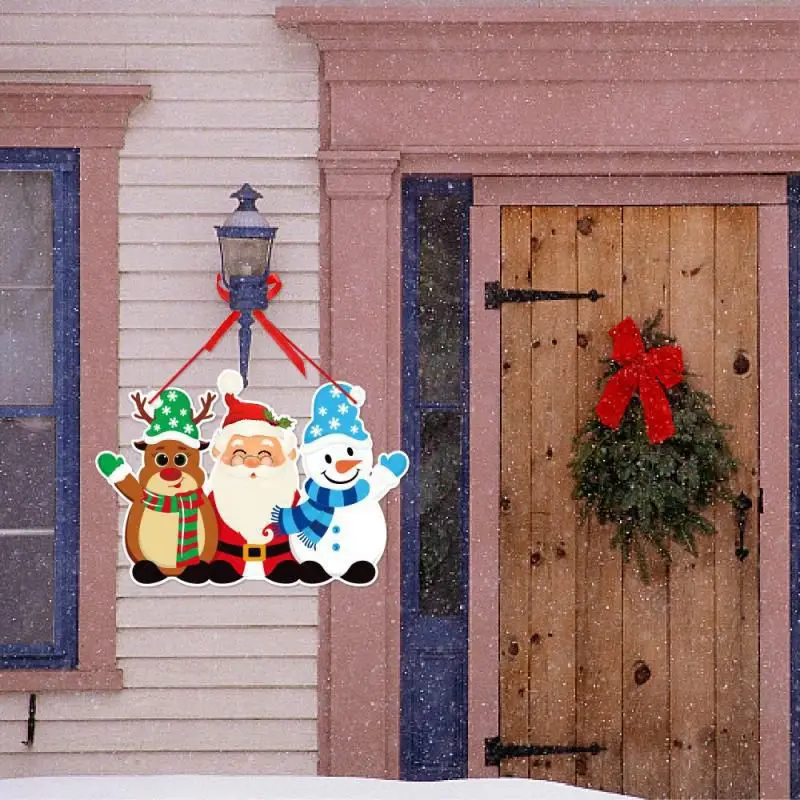 

Christmas Decoration Santa Claus Snoweman Elk Door Hanging Xmas Tree Hanging Oranments Christmas Window Sticker Merry Christmas