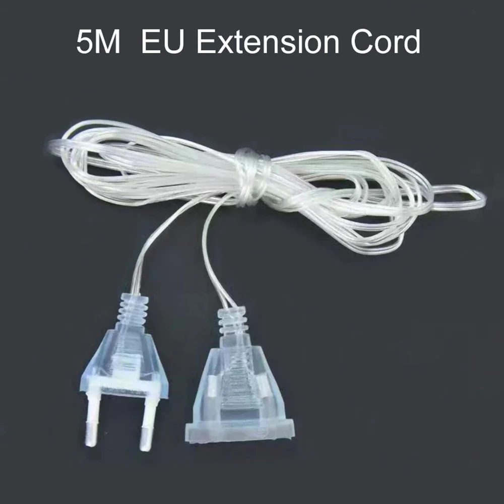 Description Picture 4 of item3M 5M Power Extension Cord Plug Extender Wire Extension Cable Standard Switch Cable EU US Plug for LED String Light Christmas