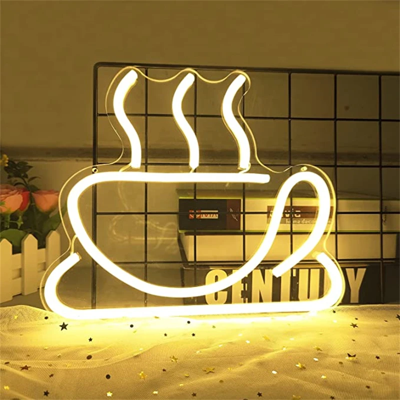 Ineonlife neon signboard custom coffee cup drinks bar club restaurant kitchen room warm bedroom home wall decoration 1pcs plastic wall hole duct cover shower faucet angle valve pipe plug decoration cover snap on plate kitchen faucet accessories