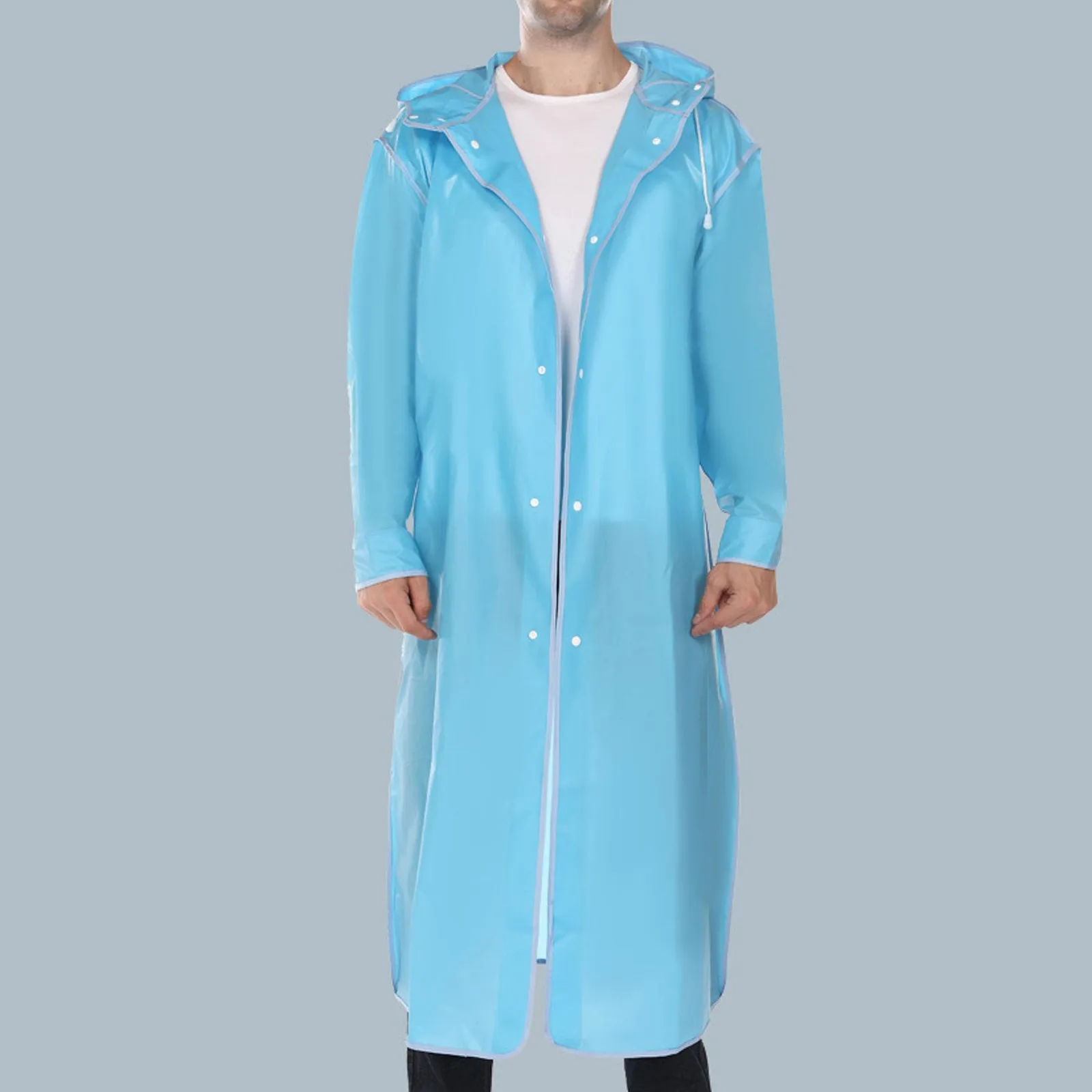 

Black Fashion Adult Waterproof Long Raincoat Women Men Rain Coat Hooded For Outdoor Hiking Travel Fishing Climbing Thickened