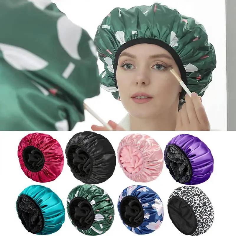 13inchLadiesHairCapreusableshowercaps3LayerAdjustableBathCapsBathHairHat.jpg