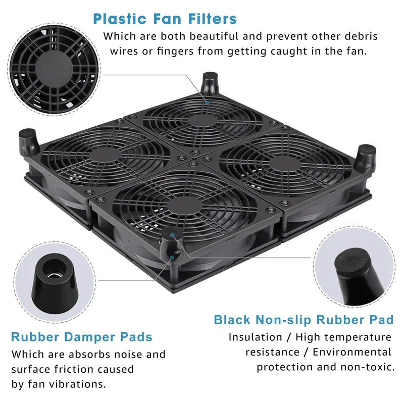 Gdstime-universal Notebook Base Grande Air Cooler Ventilador de Refrigeração Velocidade Ajustável Faça Você Mesmo Ventilador Desktop dc 12v 220v 240v 120 Milímetros 360 Milímetros - Imagem 4