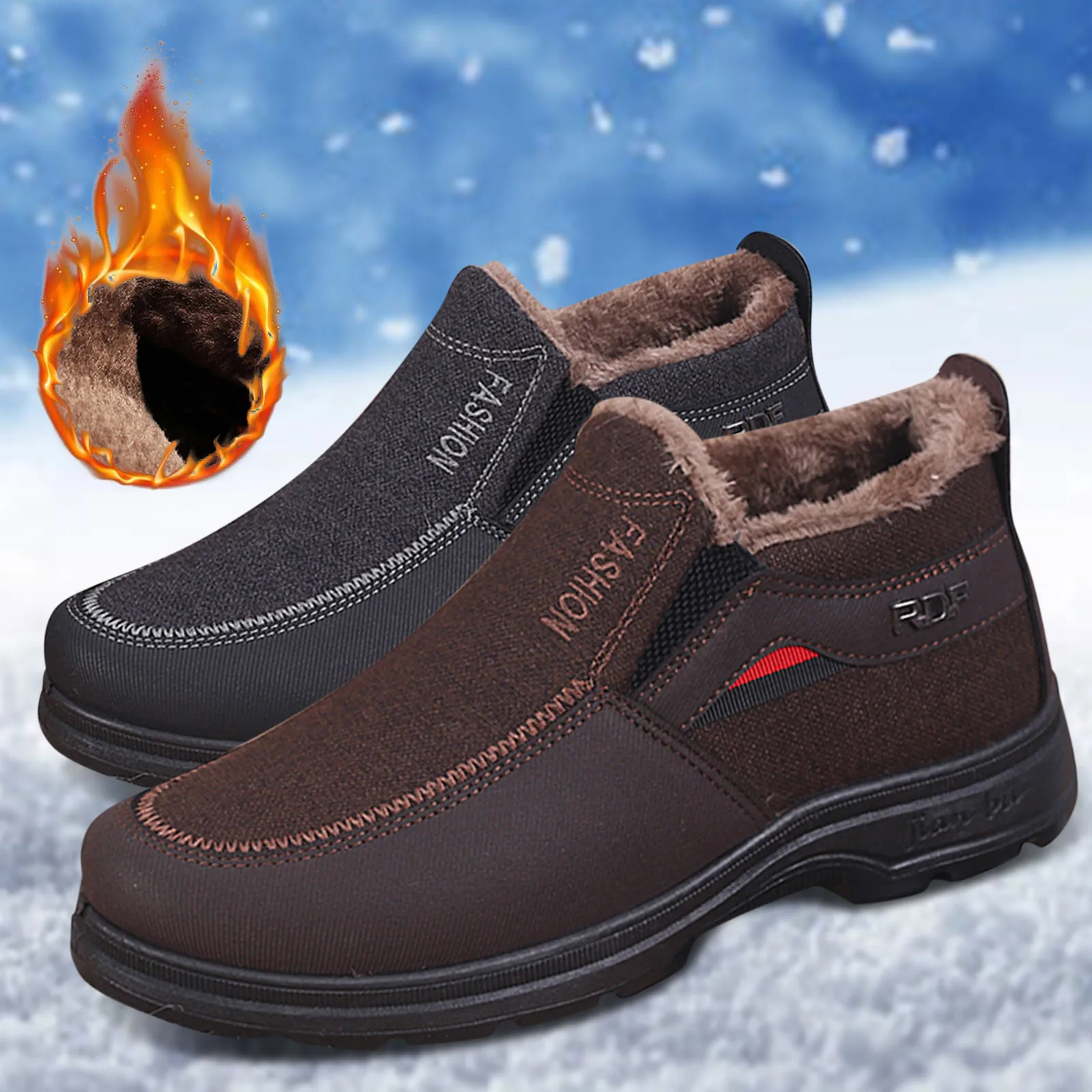 

Легкие зимние мужские ботинки; Уличные водонепроницаемые ботильоны; Повседневная Удобная плюшевая подкладка; Универсальная теплая обувь; Мужские зимние ботинки; 2024