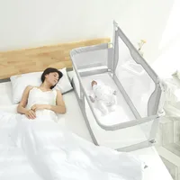 Co Sleeper for Baby in Bed,3 in 1 Crib Side Bed Guard,Cosleeping Baby,Crib Sleeping Together,Infant/Baby Boy/Girl,Gray 1