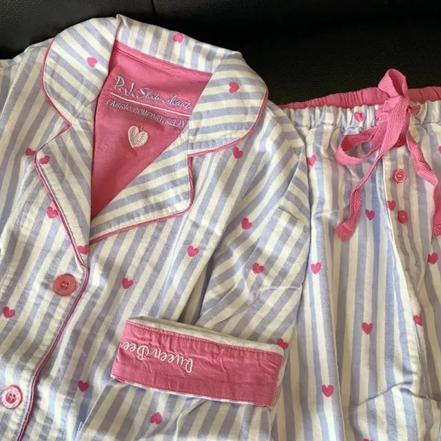 Women's Pajamas Set Cute Cartoon Print Sleepwear Elegant Top&pants 2Pcs Soft Cotton Pyjama Pour Femme Nightwear Loungewear