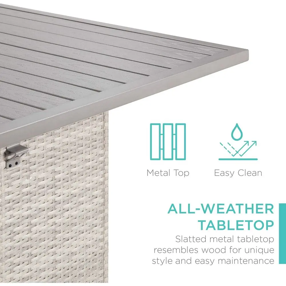 5-Piece Outdoor Wicker Bar Set – Metal Tabletop with Storage & Bottle Opener 4