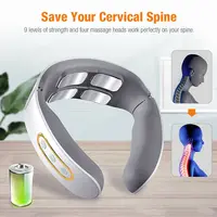 Electric Neck Shoulder Pulse Massager Kneading 4 Head TENS Magnetic Pulse Heating Cervical Vertebra Relax Pain Relief Massage 6