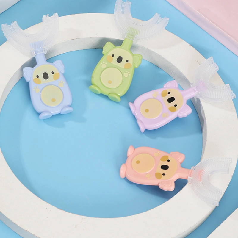 2-12Years Baby 360 Degree U-shaped Oral Care Cleaning Silicone Soft Toothbrush Cartoon Cute Children's Toothbrush