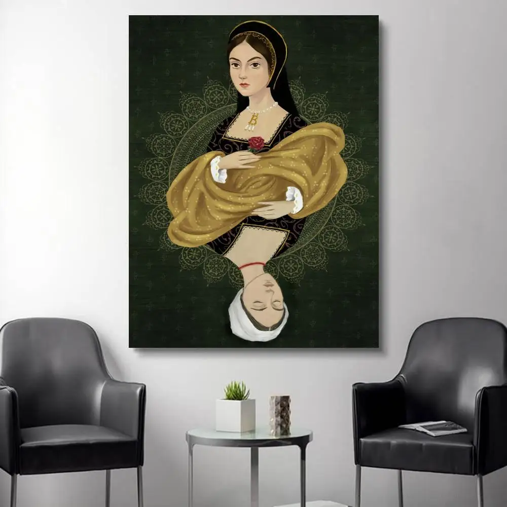 Queen Anne B-Boleyn Painting Poster HD Art Sticky Wall Waterproof Home Living Room Bedroom Bar Aesthetic Decoration Gift