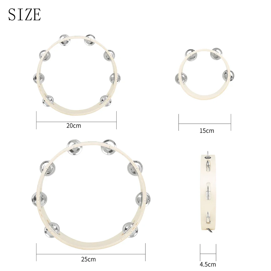 SLADE Bell Ring 3pcs/set 6 8 10 inches Wooden Tambourine Orff Percussion Instruments Children's Musical Primer Toys Gifts