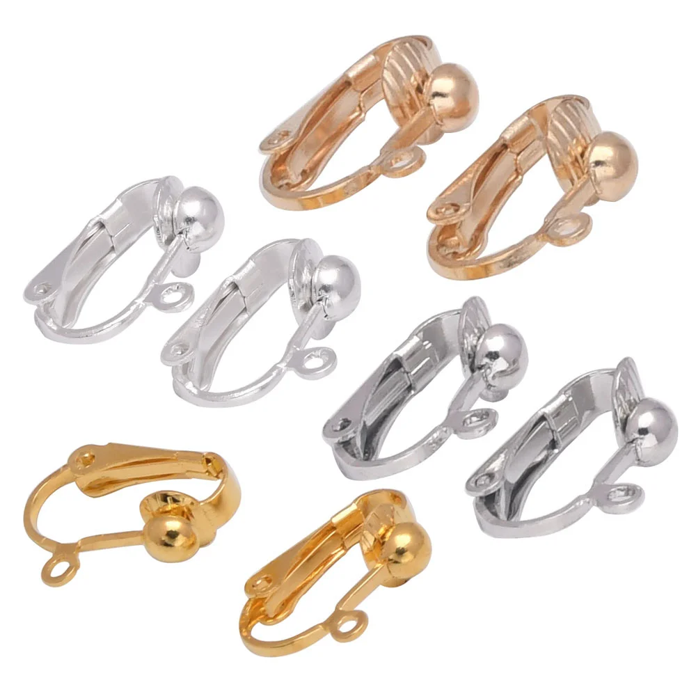 16 Pcs Clip on Earrings Converter 5 Types Earring Converters Pierced to Clip with 16 Pieces Comfort Earring Pads Golden Hook Earring Converter for