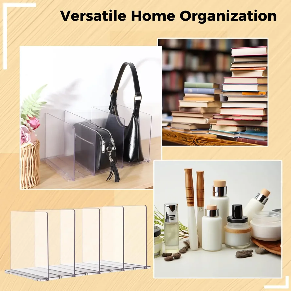 Rangement Sac TaoQ C 8 Pièces à Main Réglables, Séparateur D'étagères Armoire Amovible Separateur Etagere Dressing Pour Armoire Bureau, Transparent Rangement Sac A Main