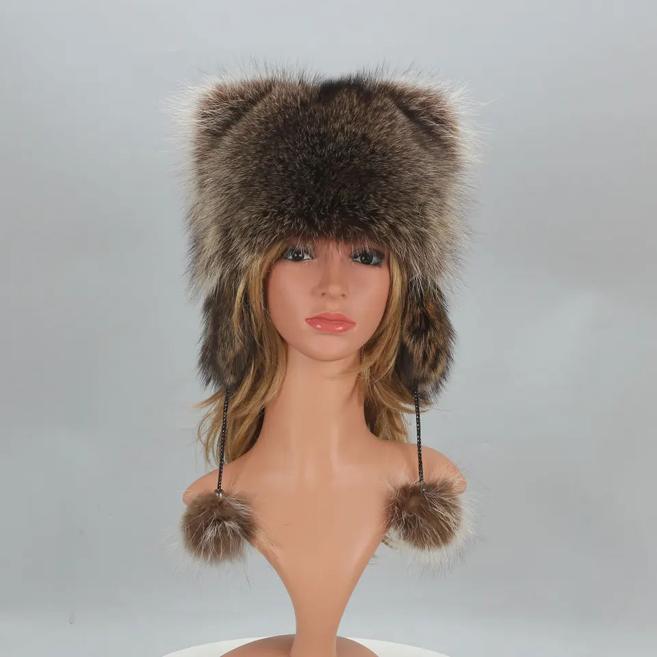 thumbnail image 2 of Real Fur Hat For Women - Fox And Raccoon Fur, Warm Iceland 2 of 9
