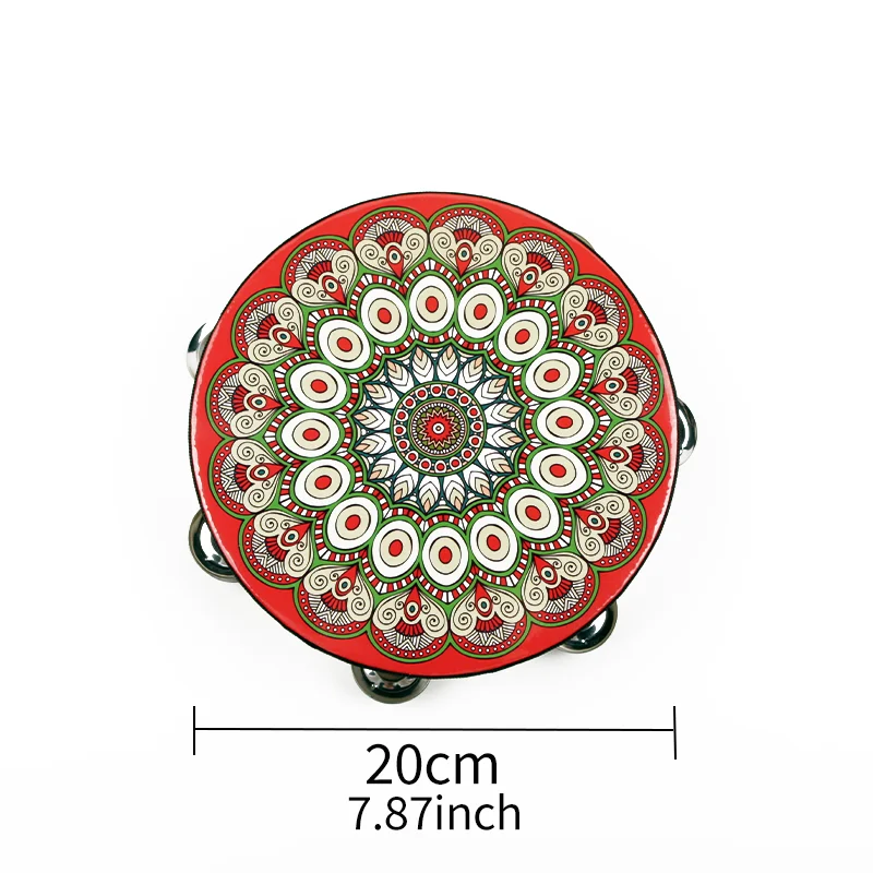 Tambourine For Kids And Adults 8 Inch Wood Hand Drum Bell Birch Metal Jingles Percussion Gift Musical Educational Instrument