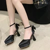 2024 Newest Satin Pearl Bow High Heel Waterproof Platform Rhinestone Twining Single Shoes 15 Color Women's Shoes Size 35-40 1