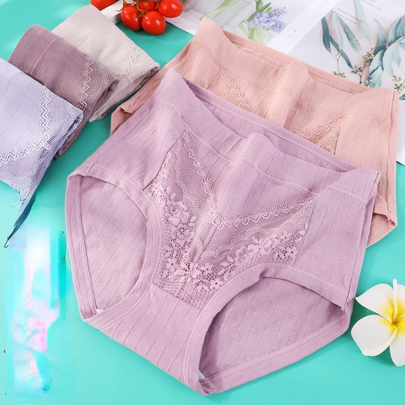 

High Waist Women's Underwear Cotton Stall Middle-Aged and Elderly Fat Panties Women Large Size Underwear Briefs High-Rise