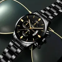Fashion Men Stainless Steel Watch Luxury Calendar Quartz Wrist Watch Mens Business Watches for Man Clock Montre Homme