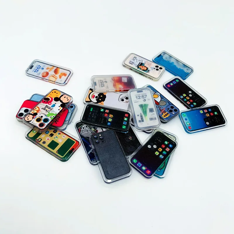 Simulation Miniature Multi-style Acrylic Mobile Phone Model For Barbies Bjd Dolls Kids Pretend Toys 5Pcs/Set 1/6