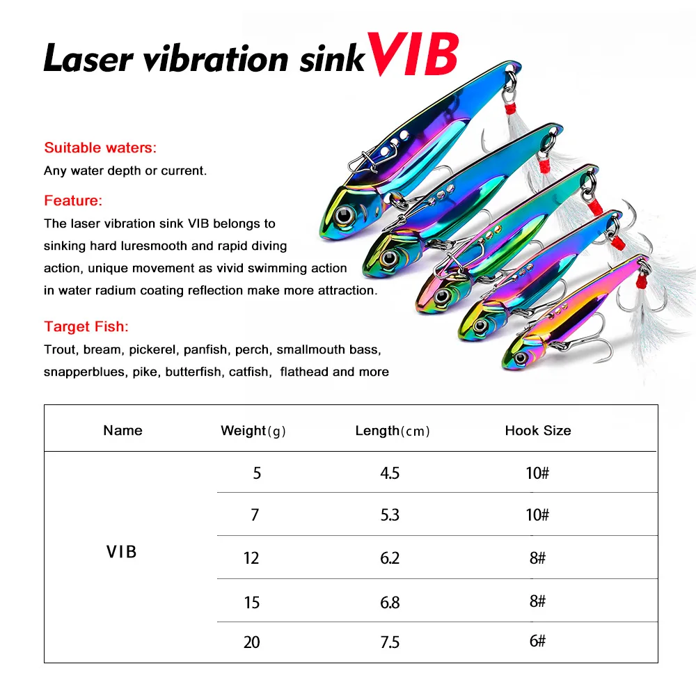 1Pcs Jig Metal Spoon Fishing Lure 5g-20g Artificial Laser VIB Vibration Hard Bait Crankbaits Winter Sea Bass Pike Fishing Tackle 5