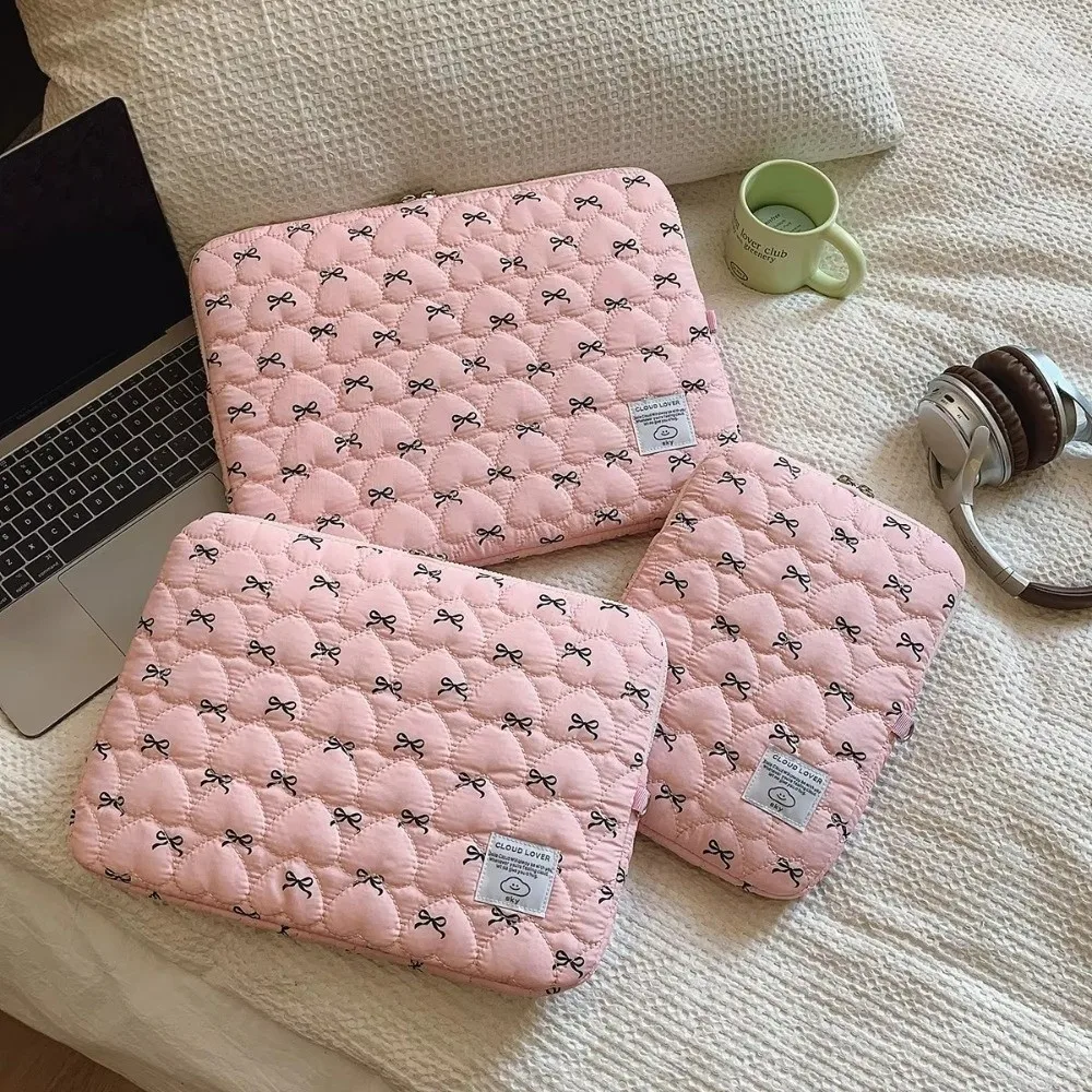 Bow Print Love Embroidery Laptop Sleeve Protective Case