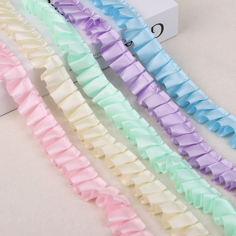 3Yards Pleated Lace Ribbon Trimming For Party Dress Sewing Garment Clothing DIY Crafts Supplies Needlework Fabric Wedding Decor