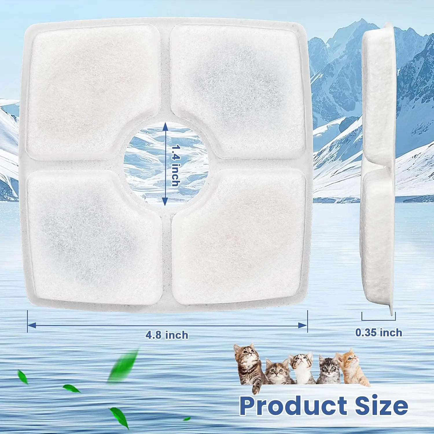 Cat Water Fountain Filter Replacement 4/8 Pack for Square 2.5L Pet Fountain