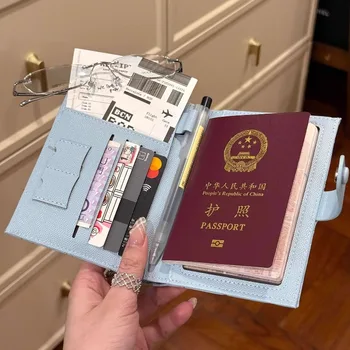 Porta Passaporto in Pelle Multifunzionale, Portafoglio da Viaggio per Carte di Credito, Elegante Custodia per Passaporto da Donna con Chiusura a Scatto