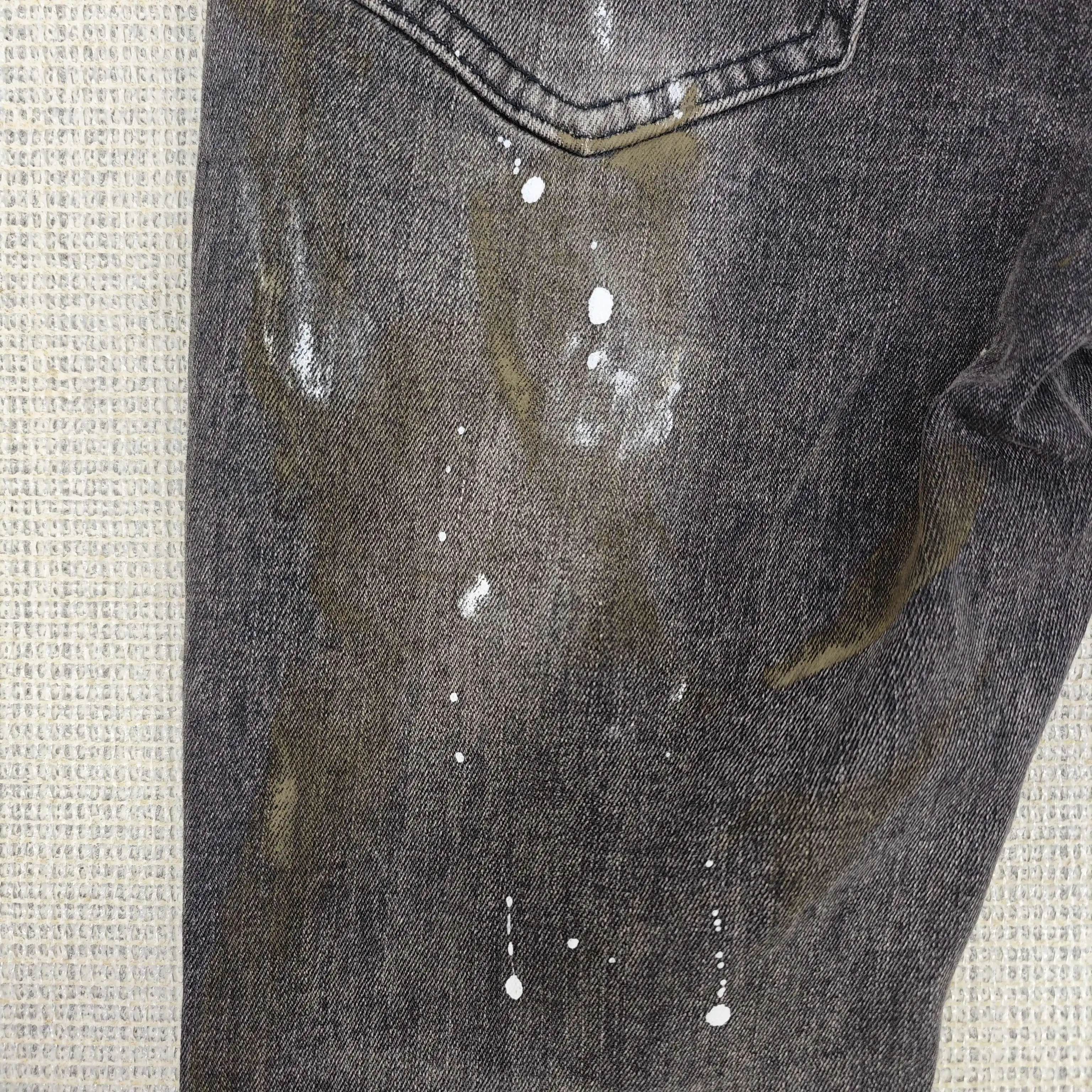 Purple Jeans Straight Black Dirty Vintage White Paint Low Rise Skinny Jeans High Street Destroy Wash Wholesales Drop shipping