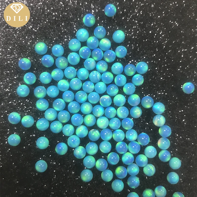 3mm 4mm 5mm Colorful Top Fire Synthetic Ball Shape Nebula Opal Bead With Full Hole/Half Hole/Without Hole