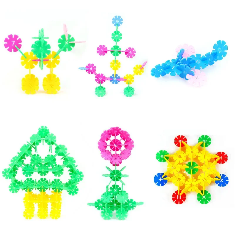 100pcs/lot Plastic Snowflake Building Blocks for Kids Construction Toys Children 3D Puzzle Kindergarten Baby Assembly Toy Game puzzle toys building blocks toys