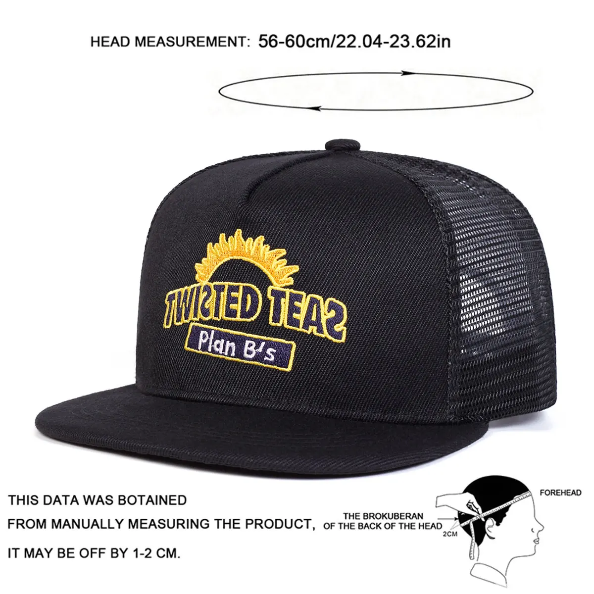 Unisex TWISTED TEAS Hip-Hop-Netzhüte mit Stickerei, für Frühling und Sommer, für den Außenbereich, verstellbar, lässige Baseballkappen, Trucker-Kappen, Sonnenschutzhut – Detail 6