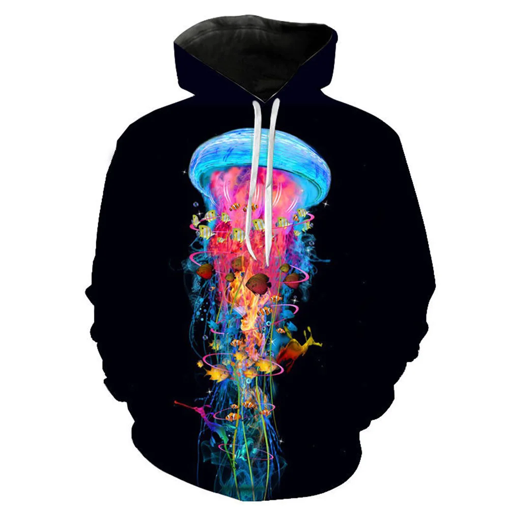 

Colorful Jellyfish Print Men's Laxity Hoodie Casual Oversized Pullover Popular Streetwear Fashion Sweatshirt Trend Men Clothing