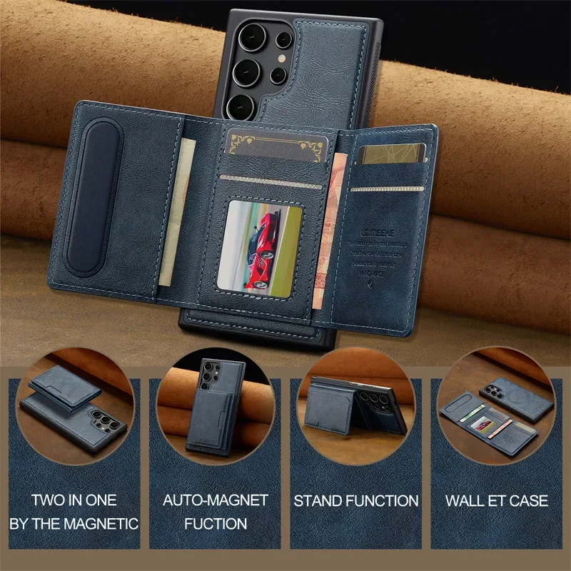 MagSafe Magnetic Flip Leather Detachable Wallet Phone Case with Card Holder