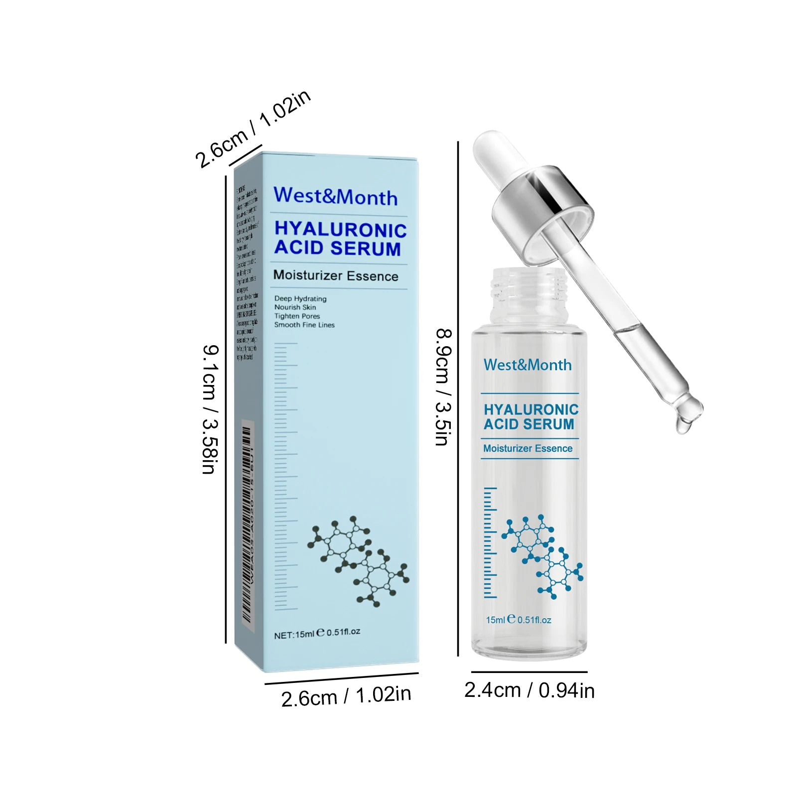 Hyaluronic Acid Facial Serum Fade Fine Line Wrinkle Shrink Pores Tightening Nourishing Deep Moisturizing Facial Skin Essence 6