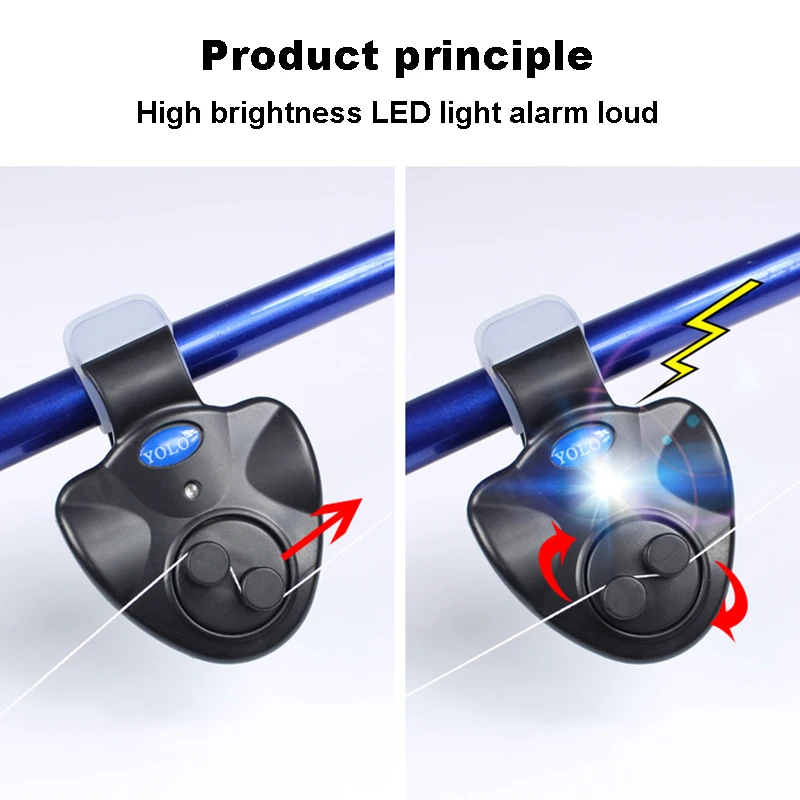 5 Kleuren Karper Vissen Clip Set Staaf Elektronische Led Licht Indicator Vis Bijt Geluid Alarm Bel Sensor Vissen Accessoires Voor Hengels