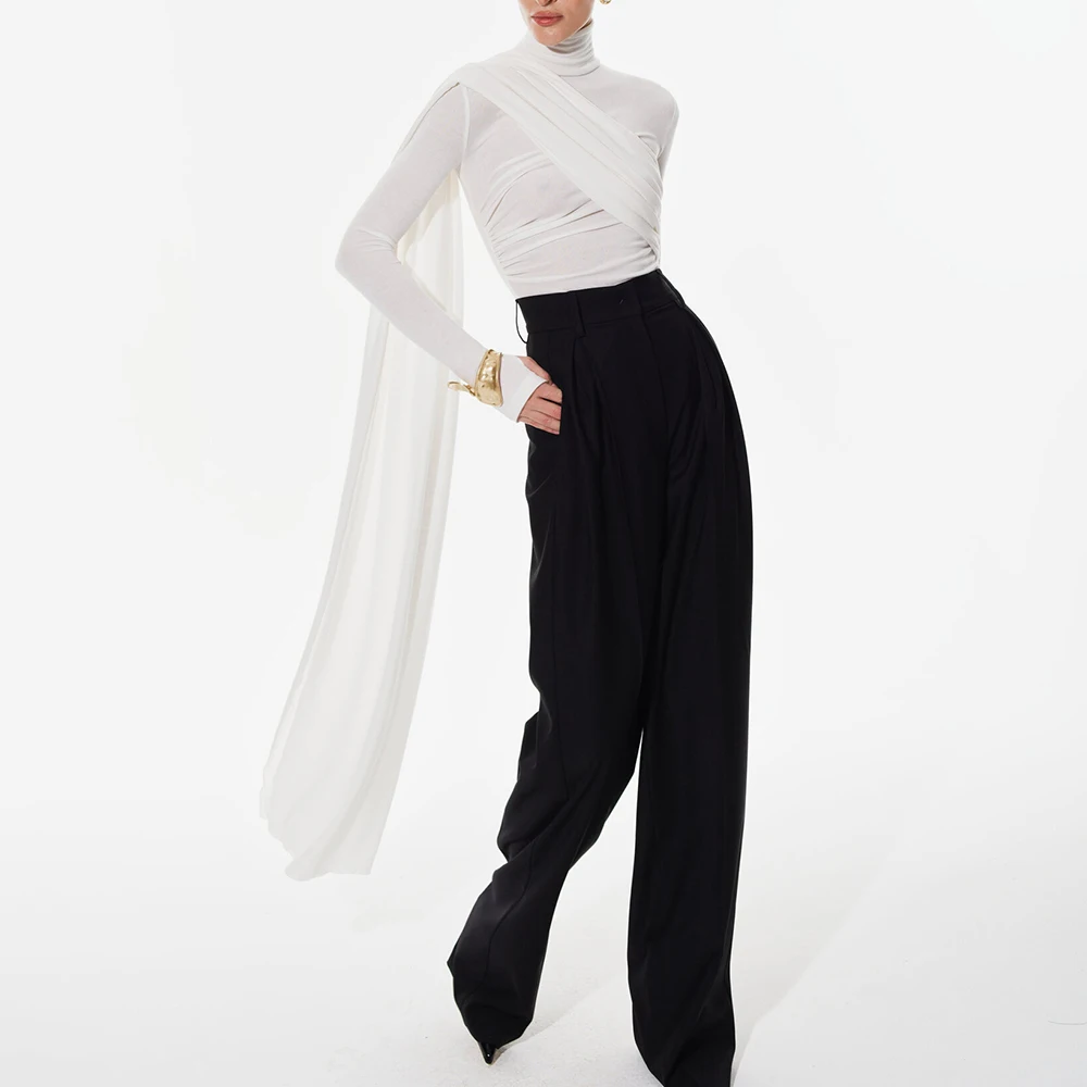 Kelly Solid Spliced Turtleneck Shirt 4