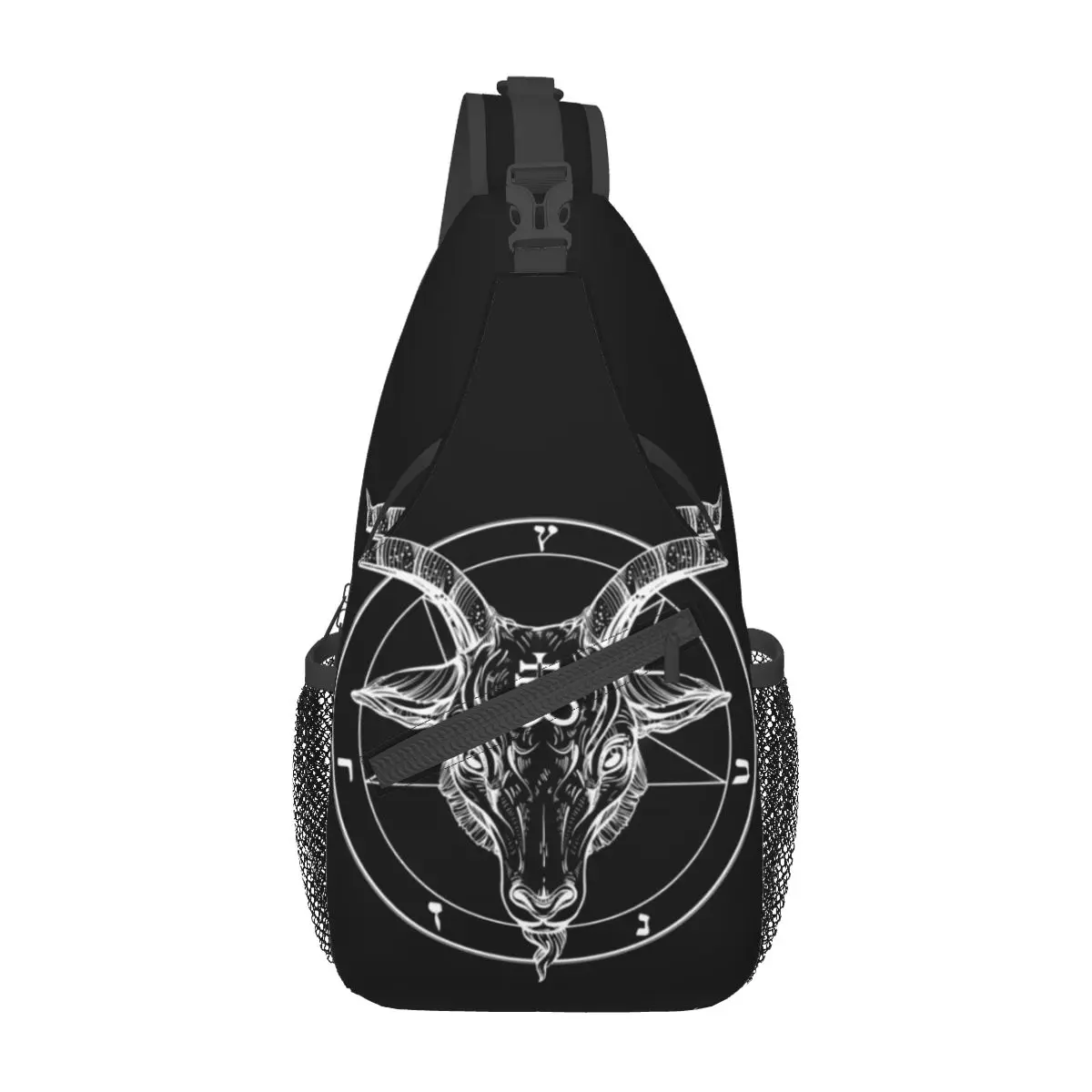 

Baphomet Goat Head Pentagram Chest Bags Men Occult Satanist Symbols Print Shoulder Bag Stylish School Crossbody Bag Sling Bags